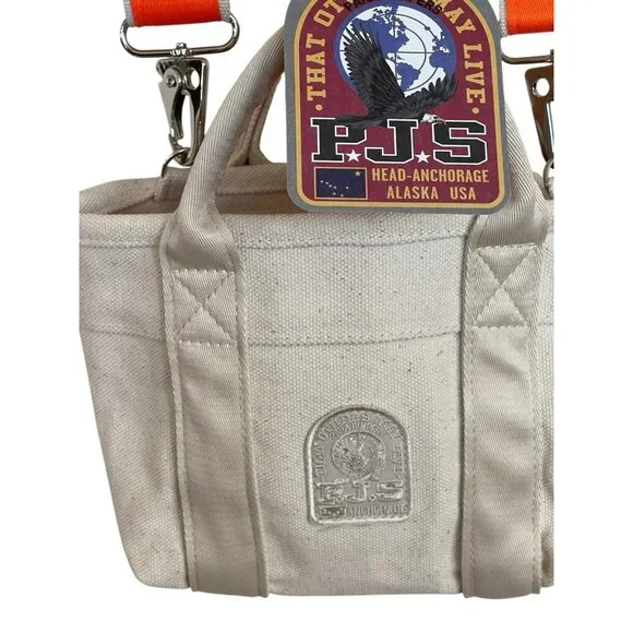 Parajumpers Beach Tote Bag Cream Orange Adjustable Strap Crossbody Logo $185 - Picture 2 of 14